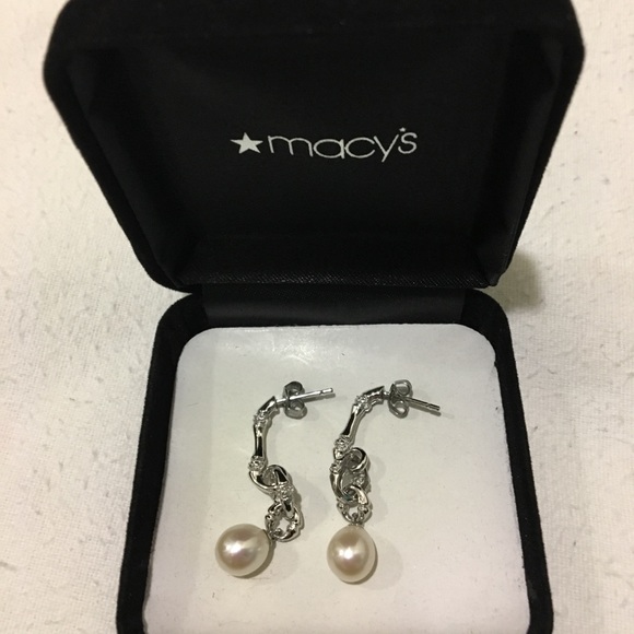 Sterling Silver and Pearl Earrings - Picture 2 of 2